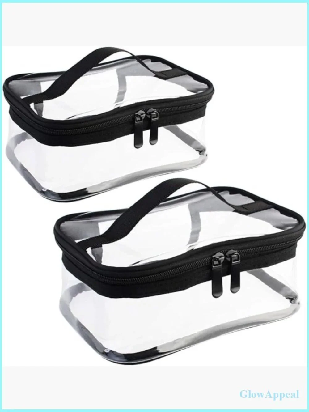 2 Pack Clear PVC Travel Cosmetic Bag Waterproof Toiletry Organizer with Handle